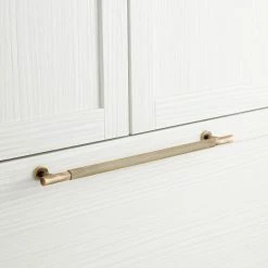 Signature Hardware Evinger 14 in. Rectangular Knurled Appliance Pull in Antique Brass