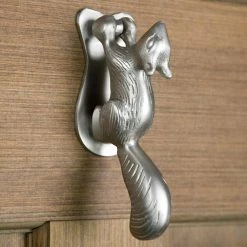 Signature Hardware Squirrel 2 in. Brass Door Knocker in Brushed Nickel