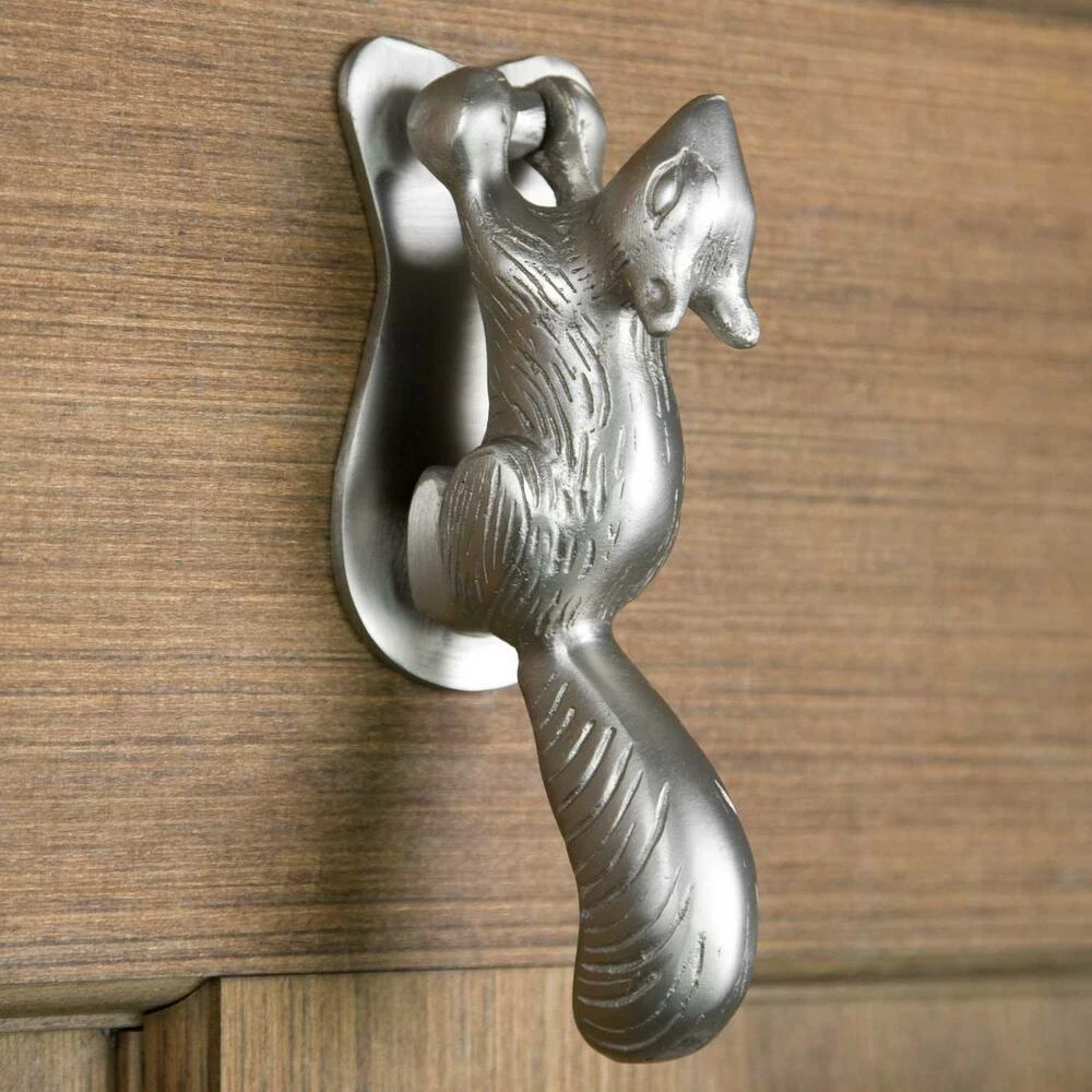 Signature Hardware Squirrel 2 in. Brass Door Knocker in Brushed Nickel