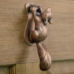 Signature Hardware Squirrel 2 in. Brass Door Knocker in Antique Copper