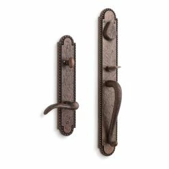 Signature Hardware Marconi Brass Oval Entrance Door Set with Lever Handle in Antique Brass