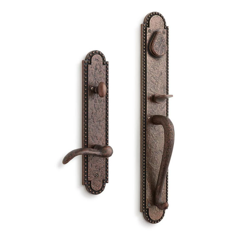 Signature Hardware Marconi Brass Oval Entrance Door Set with Lever Handle in Antique Brass