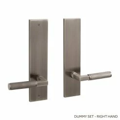 Signature Hardware Satcher Brass Handle Right Hand Dummy Entrance Door Set Lever in Antique Nickel