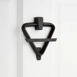 Signature Hardware Joyner Brass Door Knocker in Satin Black
