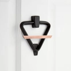 Signature Hardware Joyner Brass Door Knocker in Satin Black/Antique Copper