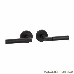 Signature Hardware Tolland Brass Handle Passage Interior Door Set Lever in Satin Black