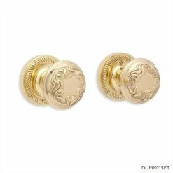 Signature Hardware Bureau Brass Round Dummy Plate and Knob Set in Polished Brass