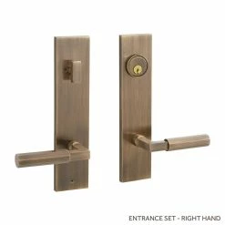 Signature Hardware Yasmeen Brass Handle Entrance Door Set Lever in Antique Brass