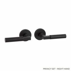 Signature Hardware Tolland Brass Handle Privacy Interior Door Set Lever in Satin Black