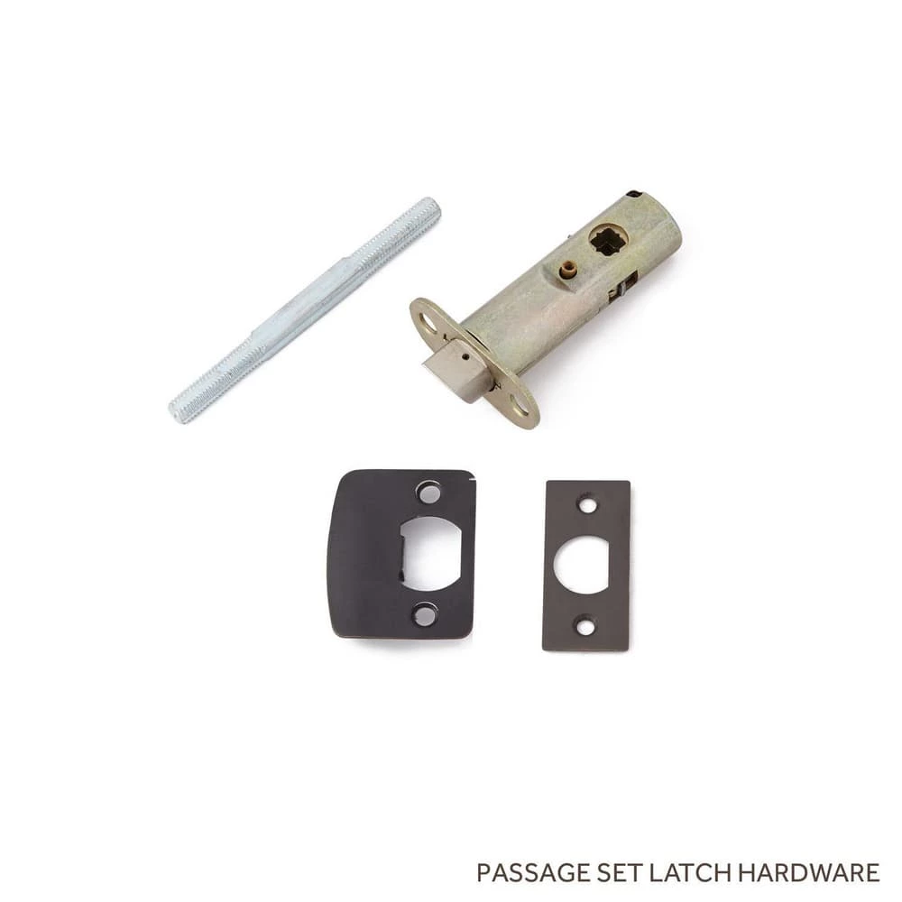 Signature Hardware Bachelet Brass Round Passage Plate and Knob Set in Oil Rubbed Bronze