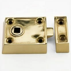 Signature Hardware Small Solid Brass Rim Lock Latch Set with Right Hand Knob in Black with Polished Brass