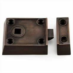 Signature Hardware Small Solid Brass Rim Lock Latch Set with Right Hand Knob in Black with Oil Rubbed Bronze