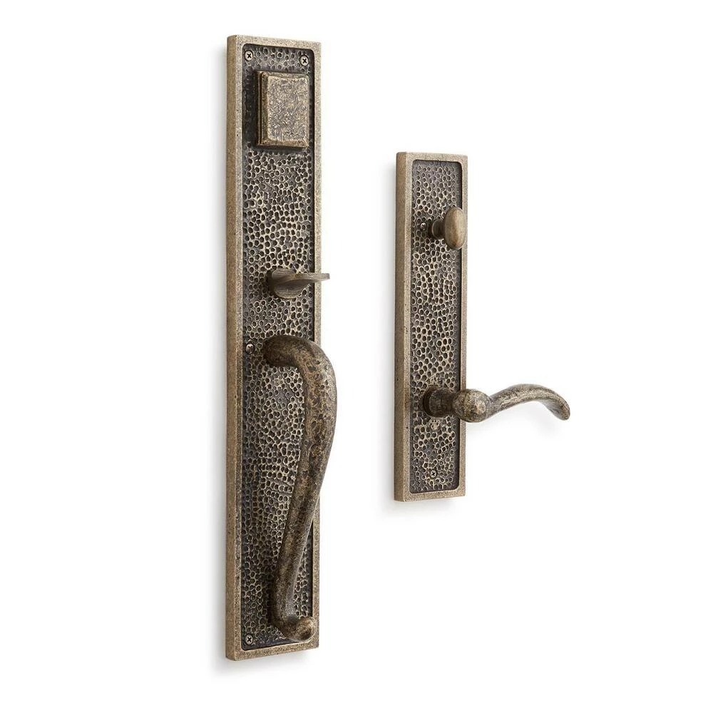 Signature Hardware Cousteau Brass Entrance Set with Dummy Door Knob in Satin Brass