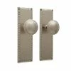 Signature Hardware Egg & Dart 8-1/4 in. Brass Privacy Door Set Knob 2-3/8 in. Backset in Brushed Nickel