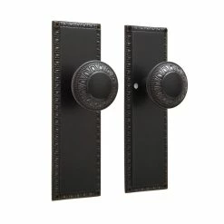 Signature Hardware Egg & Dart 8-1/4 in. Brass Privacy Door Set Knob 2-3/8 in. Backset in Oil Rubbed Bronze