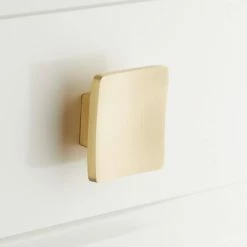 Signature Hardware Amun 1-1/4 in. Square Cabinet Knob in Satin Brass