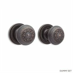 Signature Hardware Bureau Brass Round Dummy Plate and Knob Set in Oil Rubbed Bronze