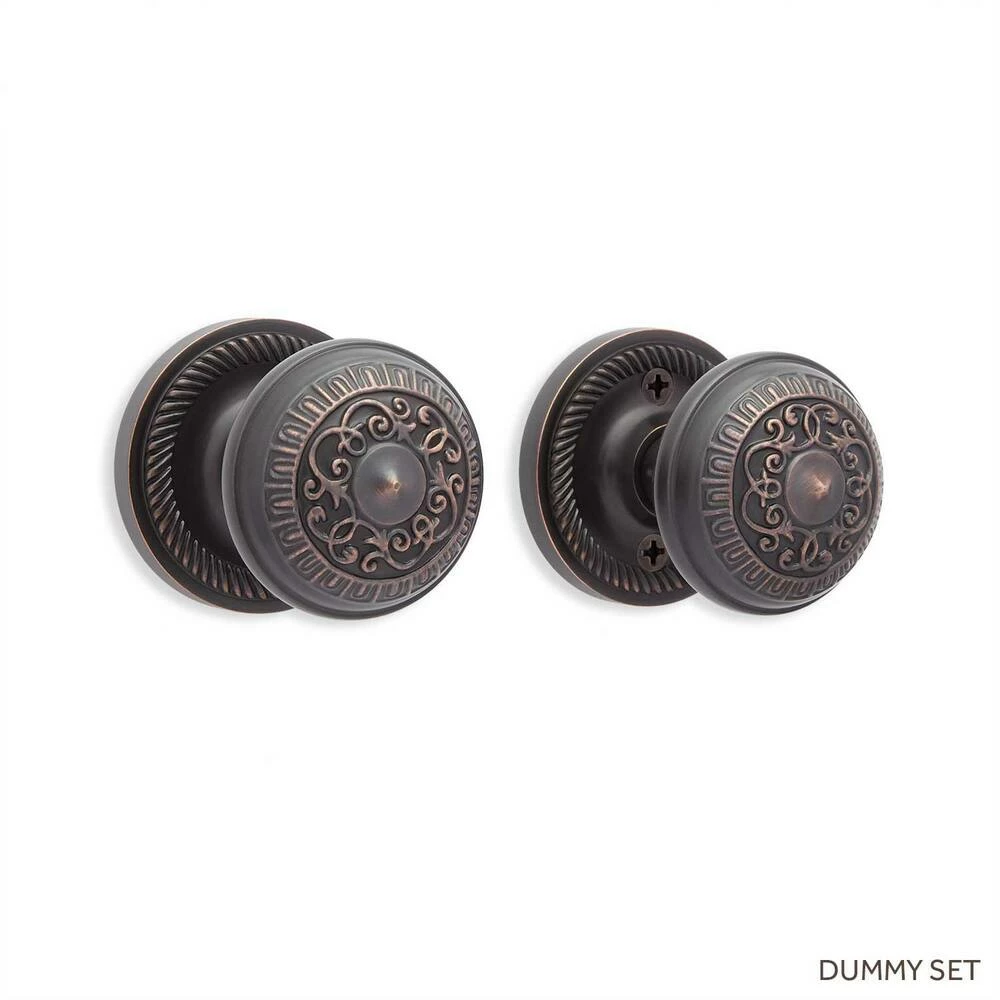 Signature Hardware Bureau Brass Round Dummy Plate and Knob Set in Oil Rubbed Bronze