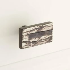 Signature Hardware Tree Bark 1-7/8 in. Brass Rectangular Cabinet Knob in Antique Nickel