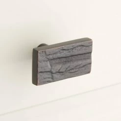 Signature Hardware Tree Bark 1-7/8 in. Brass Rectangular Cabinet Knob in Dark Bronze