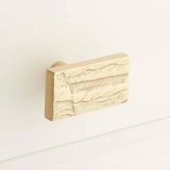 Signature Hardware Tree Bark 1-7/8 in. Brass Rectangular Cabinet Knob in Satin Brass