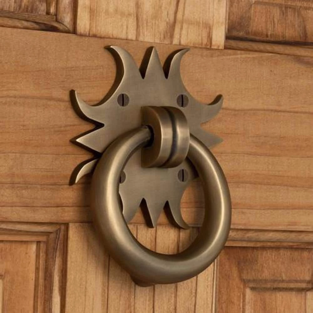 Signature Hardware Sun 3-3/4 in. Brass Door Knocker in Antique Brass