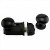 Signature Hardware Iron Rim Lock with Black Porcelain Knobs Left Hand in Black