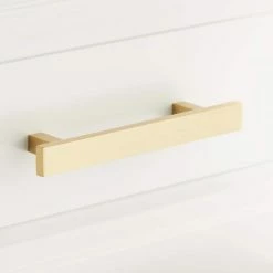 Signature Hardware Covello 7-1/2 in. Rectangular Cabinet Pull in Satin Brass