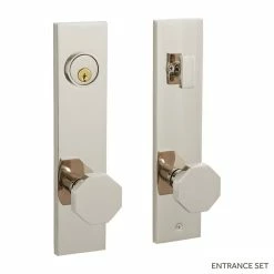Signature Hardware Ambrus Solid Brass Entrance Door Set Octagonal Knob in Polished Nickel
