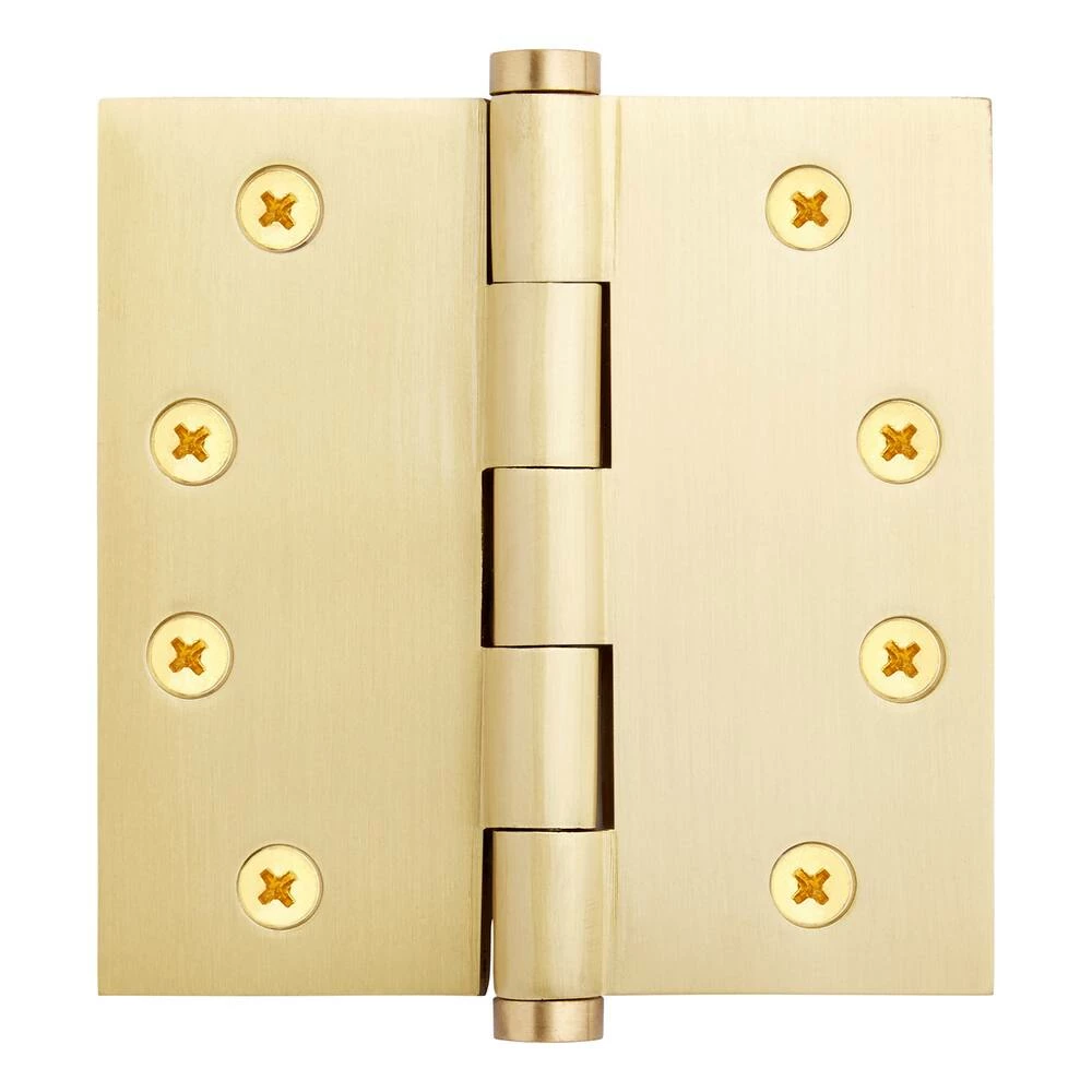 Signature Hardware 4 in. Solid Brass Mortise Door Hinge in Satin Brass - Image 2
