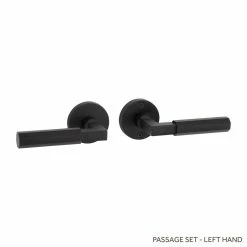Signature Hardware Yasmeen Brass Handle Passage Interior Door Set Lever in Satin Black