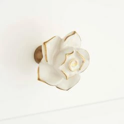 Signature Hardware Rose 1-1/2 in. Porcelain Cabinet Knob in White/Gold