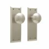 Signature Hardware New York 7 in. Brass Dummy Door Set Knob in Brushed Nickel