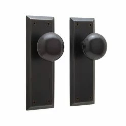 Signature Hardware New York 7 in. Brass Dummy Door Set Knob in Oil Rubbed Bronze