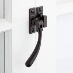 Signature Hardware Curved Brass Casement Window Latch in Matte Black