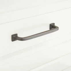 Signature Hardware Klein 3/4 x 4-5/8 in. Brass Cabinet Pull in Brushed Nickel