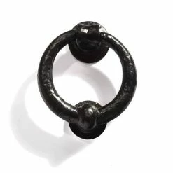 Signature Hardware Deluxe Ring 4-1/4 in. Cast Iron Door Knocker in Matte Black Powder Coat