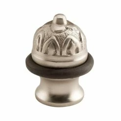 Signature Hardware Ornate 2 in. Brass Floor Door Stop in Brushed Nickel