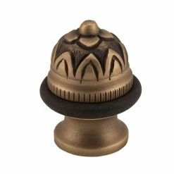 Signature Hardware Ornate 2 in. Brass Floor Door Stop in Antique Brass