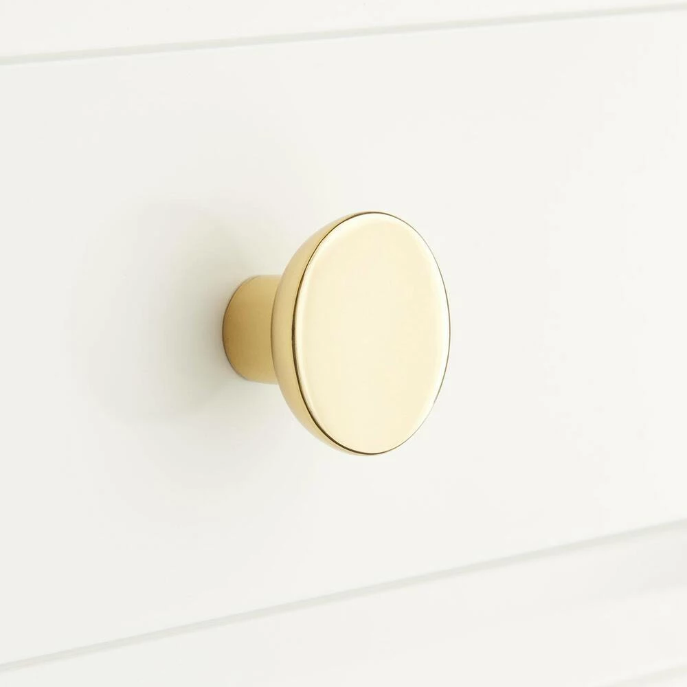 Signature Hardware Colmar 1/2 x 5-1/4 in. Brass Cabinet Pull in Satin Brass