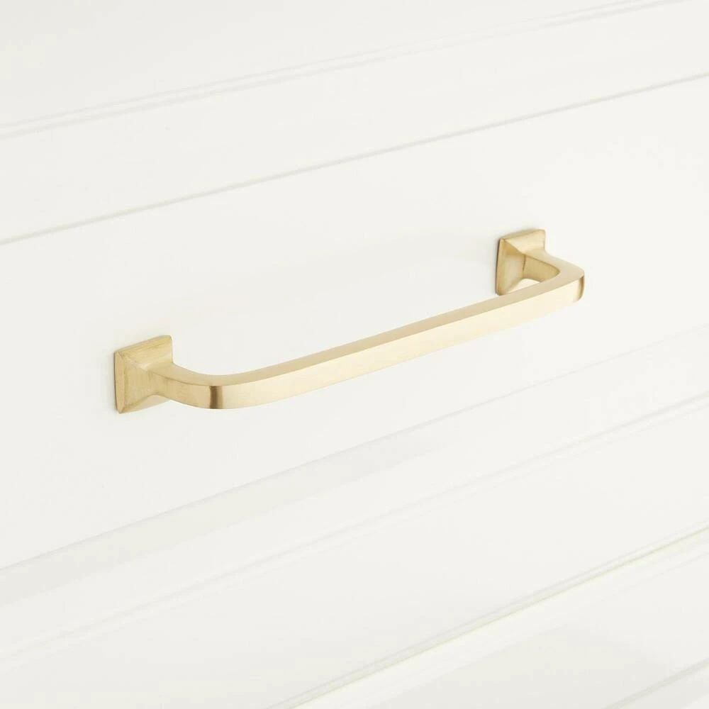Signature Hardware Klein 3/4 x 4-5/8 in. Brass Cabinet Pull in Polished Nickel