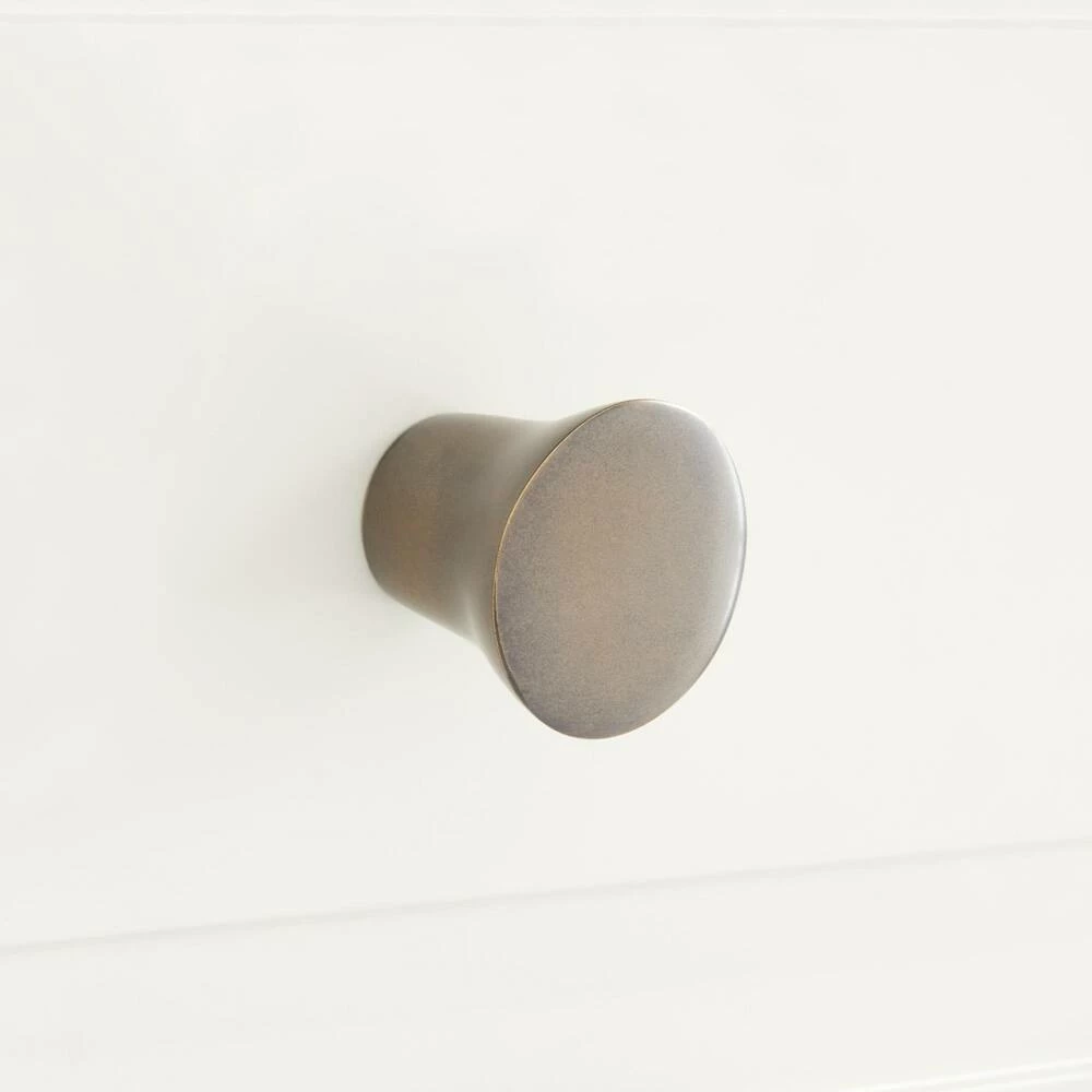 Signature Hardware Minette 1-1/4 in. Brass Round Cabinet Knob in Antique Brass