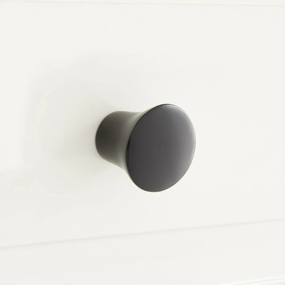 Signature Hardware Minette 1-1/4 in. Brass Round Cabinet Knob in Matte Black