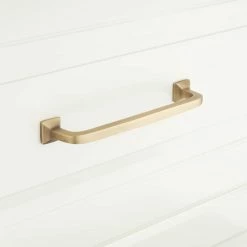 Signature Hardware Klein 3/4 x 4-5/8 in. Brass Cabinet Pull in Satin Brass