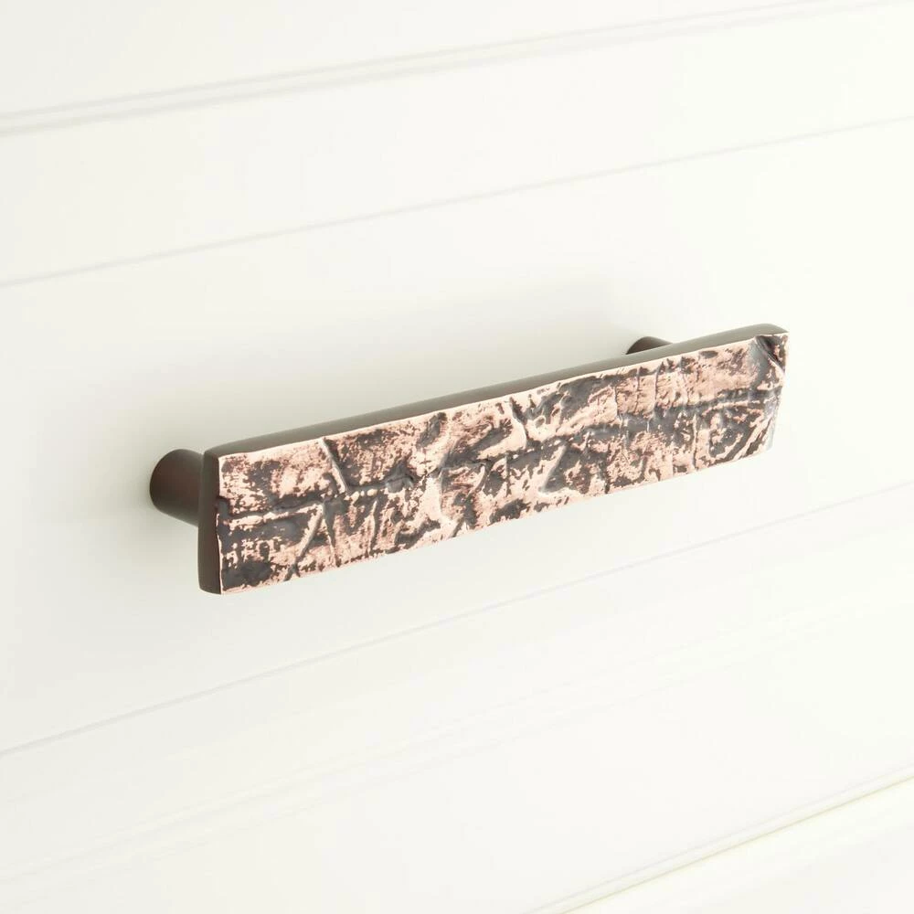 Signature Hardware Leaf 3-3/4 in. Brass Cabinet Pull in Antique Brass