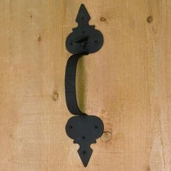 Signature Hardware Iron Gate Rim Latch and Handle Set in Black Powder Coat