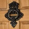 Signature Hardware Cherubs 7 in. Cast Iron Door Knocker in Matte Black Powder Coat