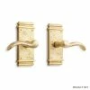 Signature Hardware Griggs Solid Brass Privacy Door Set with Dual Lever Handle in Satin Brass