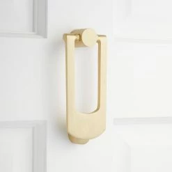 Signature Hardware Tyson Brass Door Knocker in Satin Brass