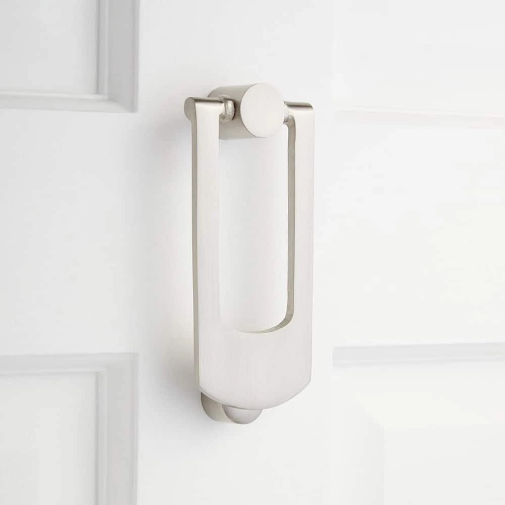 Signature Hardware Tyson Brass Door Knocker in Satin Nickel